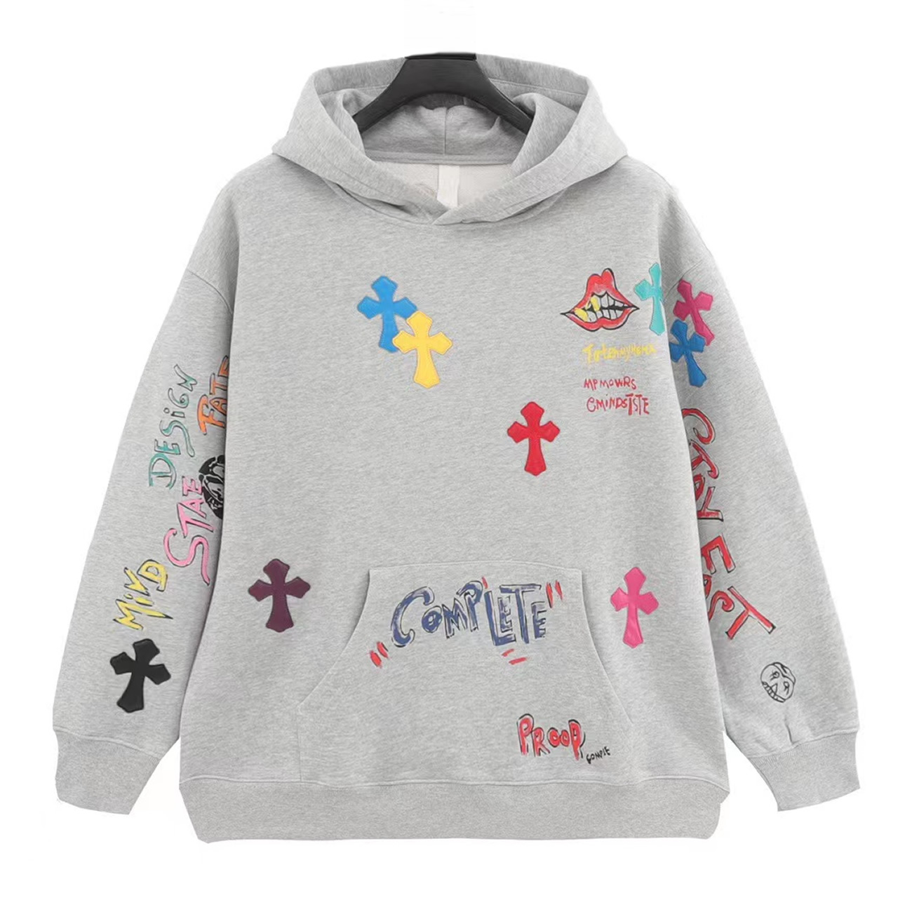 Chrome Hearts Multi Color Cross Hoodie Black White Gray (1) - newkick.vip